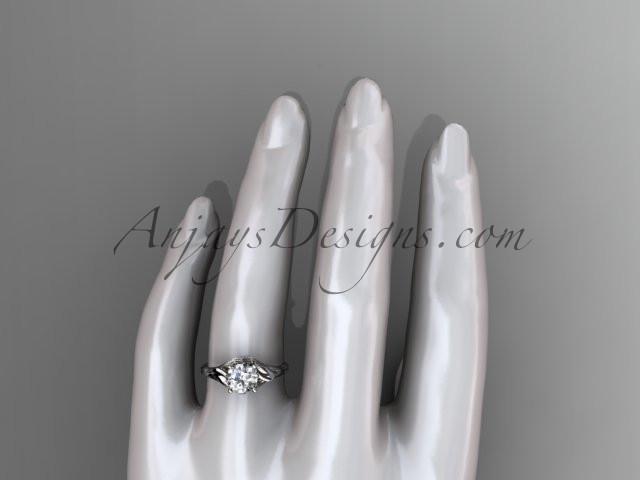 Platinum diamond flower, leaf and vine wedding ring, engagement ring with a "Forever One" Moissanite center stone ADLR240 - AnjaysDesigns