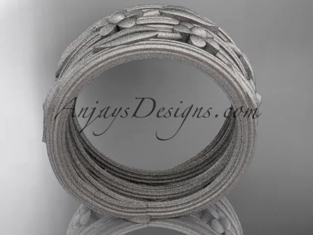 platinum leaf and vine, floral wedding band, engagement ring ADLR242G - AnjaysDesigns