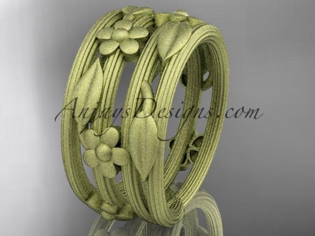 14kt yellow gold leaf and vine, floral wedding band, engagement ring ADLR242G - AnjaysDesigns