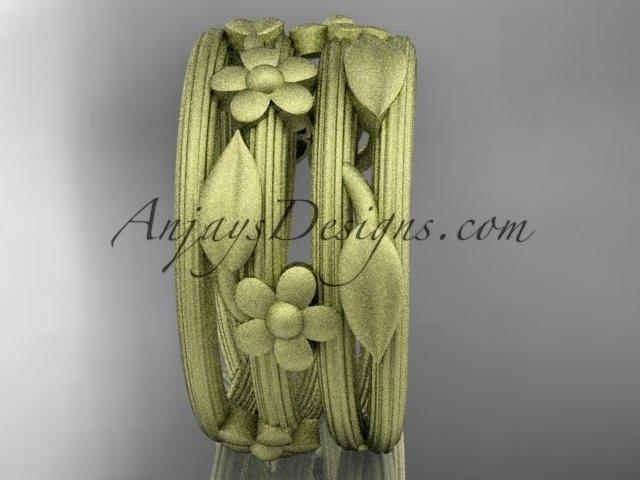 14kt yellow gold leaf and vine, floral wedding band, engagement ring ADLR242G - AnjaysDesigns
