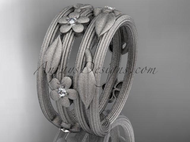 Platinum diamond leaf and vine, floral wedding ring, engagement ring ADLR242B - AnjaysDesigns