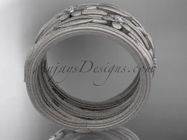 Platinum diamond leaf and vine, floral wedding ring, engagement ring ADLR242B - AnjaysDesigns