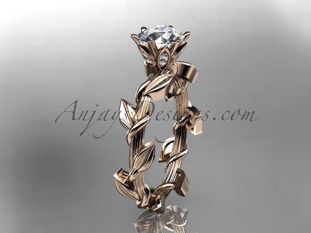 Unique 14kt rose gold diamond floral wedding ring,engagement ring ADLR248 - AnjaysDesigns