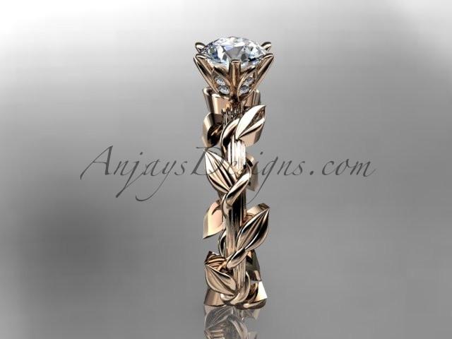 Unique 14kt rose gold diamond floral wedding ring,engagement ring ADLR248 - AnjaysDesigns