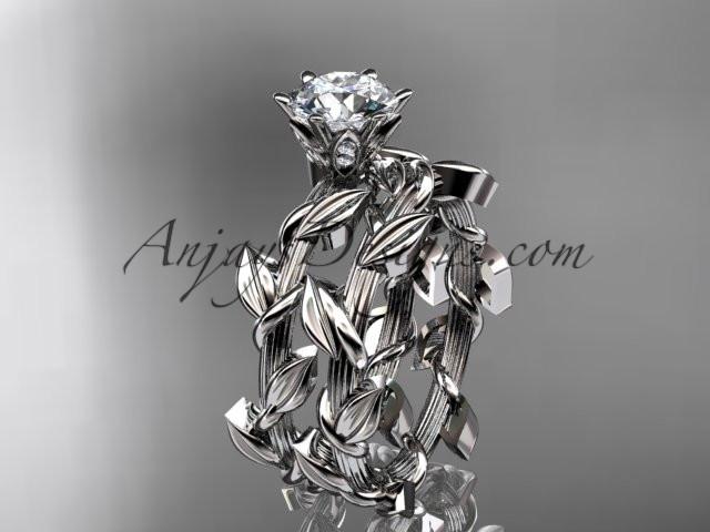 Unique platinum diamond floral wedding ring, engagement set ADLR248S - AnjaysDesigns