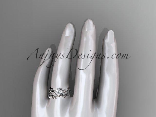 Unique 14kt white gold diamond floral wedding ring, engagement set ADLR248S - AnjaysDesigns