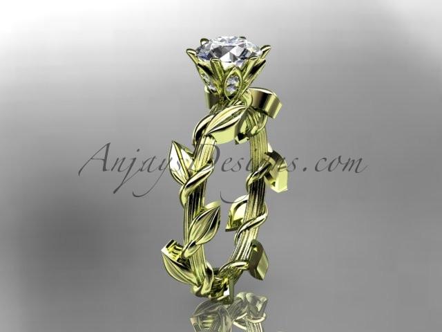 Unique 14kt yellow gold diamond floral wedding ring,engagement ring ADLR248 - AnjaysDesigns