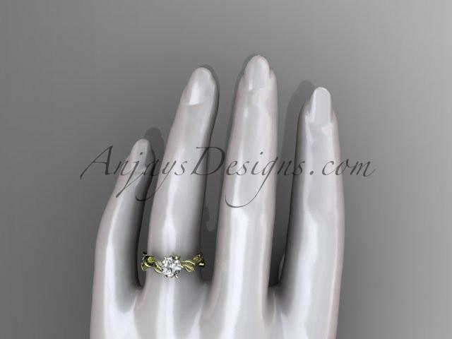 Unique 14kt yellow gold diamond floral wedding ring,engagement ring with a "Forever One" Moissanite center stone ADLR248 - AnjaysDesigns