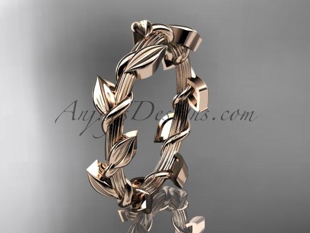 Unique 14kt rose gold leaf and vine wedding ring ADLR248B - AnjaysDesigns