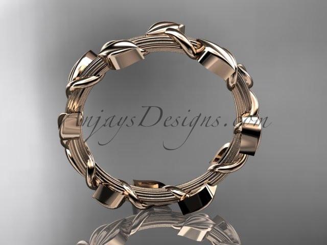 Unique 14kt rose gold leaf and vine wedding ring ADLR248B - AnjaysDesigns