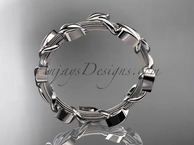 Unique 10kt white gold leaf and vine wedding ring ADLR248B - AnjaysDesigns