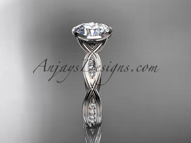 14k white gold diamond wedding ring,engagement ring with "Forever One" Moissanite center stone ADLR24 - AnjaysDesigns