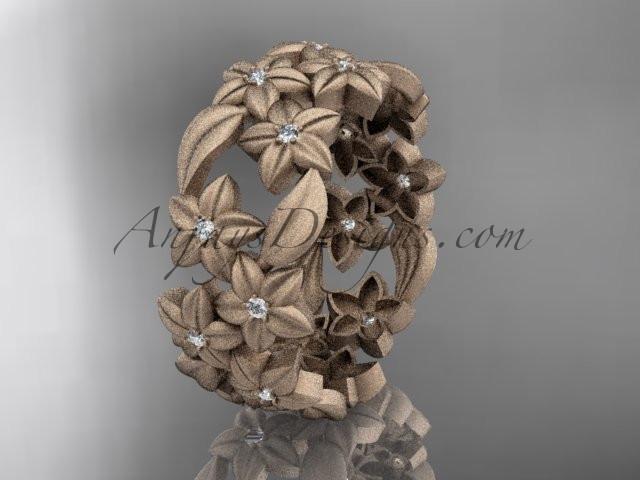14kt rose gold diamond floral, leaf and vine wedding ring,engagement ring ADLR250 - AnjaysDesigns