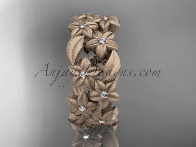 14kt rose gold diamond floral, leaf and vine wedding ring,engagement ring ADLR250 - AnjaysDesigns