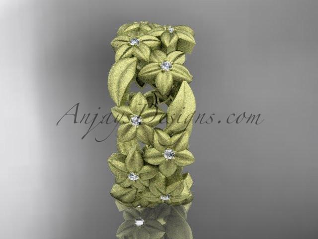 14kt yellow gold diamond floral, leaf and vine wedding ring,engagement ring ADLR250 - AnjaysDesigns
