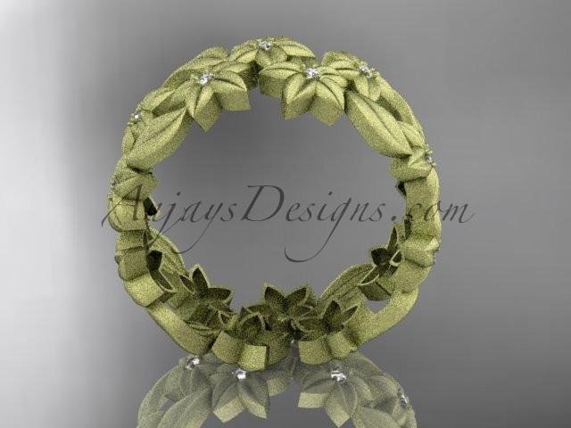 14kt yellow gold diamond floral, leaf and vine wedding ring,engagement ring ADLR250 - AnjaysDesigns
