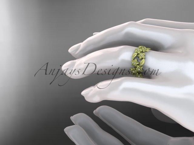 14kt yellow gold diamond floral, leaf and vine wedding ring,engagement ring ADLR250 - AnjaysDesigns