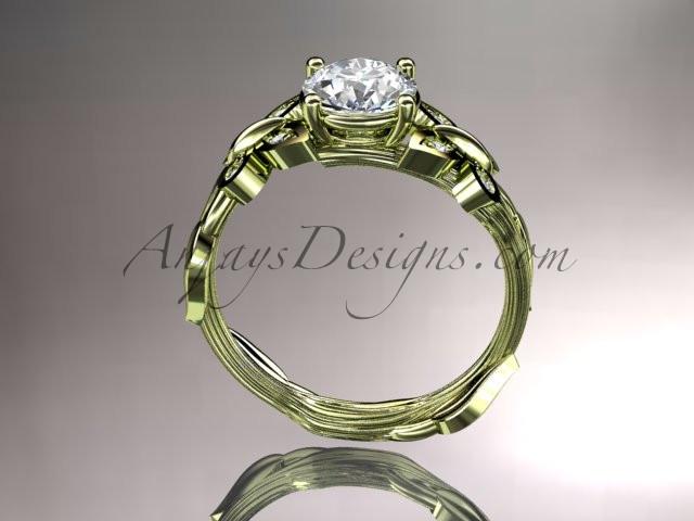 14kt yellow gold diamond leaf and vine wedding ring,engagement ring ADLR251 - AnjaysDesigns