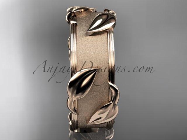 14kt rose gold leaf and vine wedding band, engagement ring ADLR252G - AnjaysDesigns