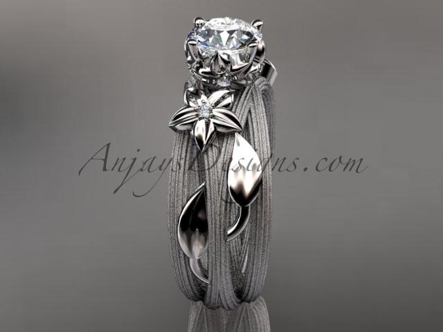 Platinum diamond floral,leaf and vine wedding ring, engagement ring ADLR253 - AnjaysDesigns