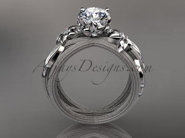 Platinum diamond floral,leaf and vine wedding ring, engagement ring ADLR253 - AnjaysDesigns