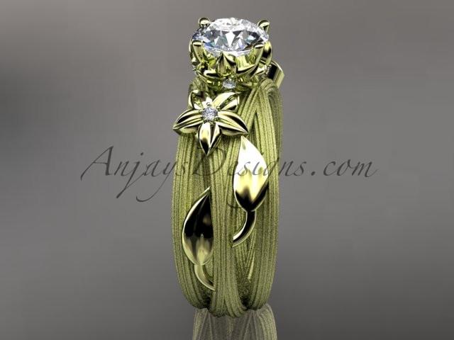14kt yellow gold diamond floral,leaf and vine wedding ring, engagement ring ADLR253 - AnjaysDesigns