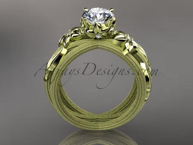 14kt yellow gold diamond floral,leaf and vine wedding ring, engagement ring ADLR253 - AnjaysDesigns