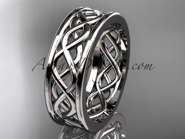 platinum vine wedding band, engagement ring ADLR257G - AnjaysDesigns