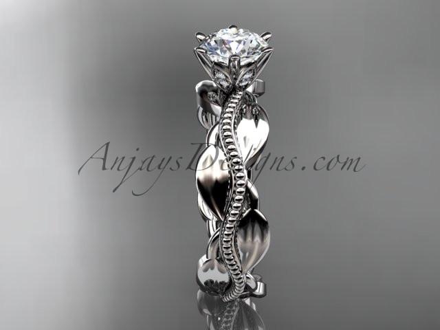 Unique platinum leaf and vine engagement ring, wedding band ADLR258 - AnjaysDesigns