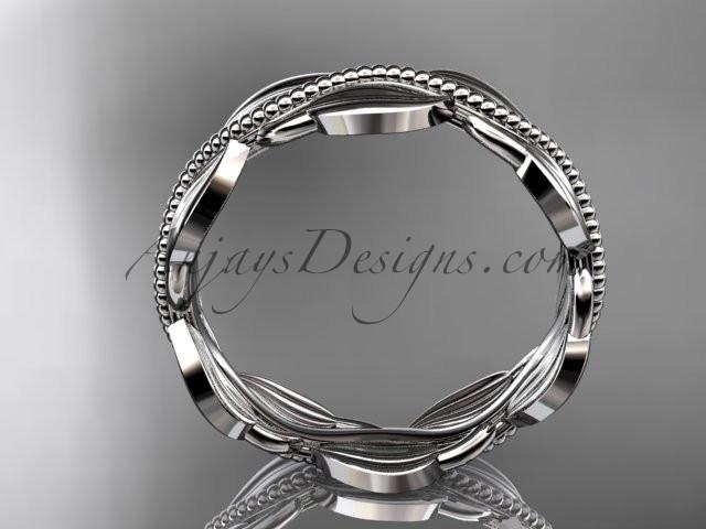 Unique 14k white gold leaf and vine engagement ring, wedding band ADLR258B - AnjaysDesigns