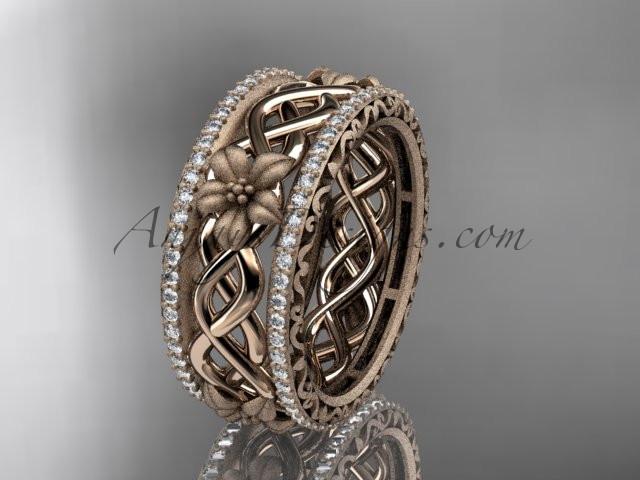 14k rose gold diamond flower wedding ring, engagement ring ADLR260 - AnjaysDesigns, Spring Collection - Jewelry, Anjays Designs - AnjaysDesigns, AnjaysDesigns - AnjaysDesigns.co, 