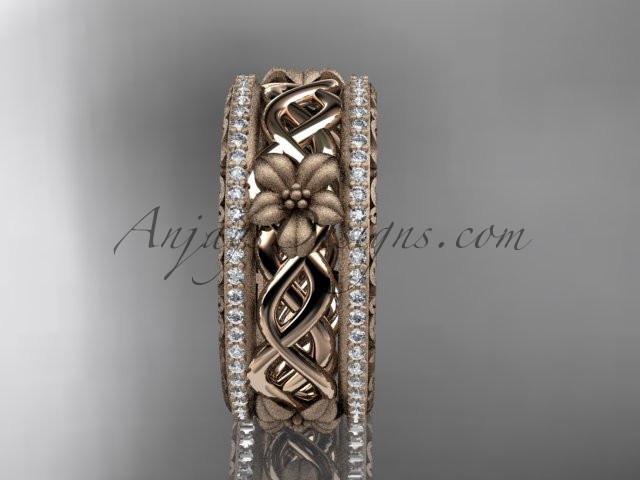 14k rose gold diamond flower wedding ring, engagement ring ADLR260 - AnjaysDesigns, Spring Collection - Jewelry, Anjays Designs - AnjaysDesigns, AnjaysDesigns - AnjaysDesigns.co, 