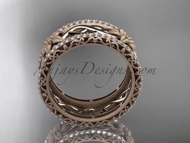 14k rose gold diamond flower wedding ring, engagement ring ADLR260 - AnjaysDesigns, Spring Collection - Jewelry, Anjays Designs - AnjaysDesigns, AnjaysDesigns - AnjaysDesigns.co, 