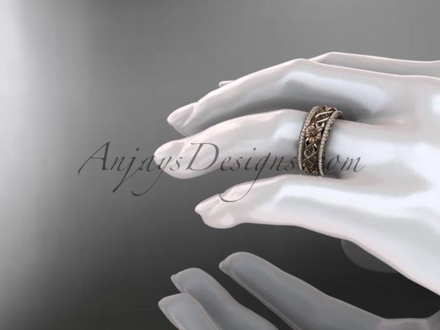 14k rose gold diamond flower wedding ring, engagement ring ADLR260 - AnjaysDesigns, Spring Collection - Jewelry, Anjays Designs - AnjaysDesigns, AnjaysDesigns - AnjaysDesigns.co, 