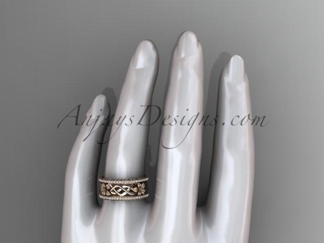 14k rose gold diamond flower wedding ring, engagement ring ADLR260 - AnjaysDesigns, Spring Collection - Jewelry, Anjays Designs - AnjaysDesigns, AnjaysDesigns - AnjaysDesigns.co, 