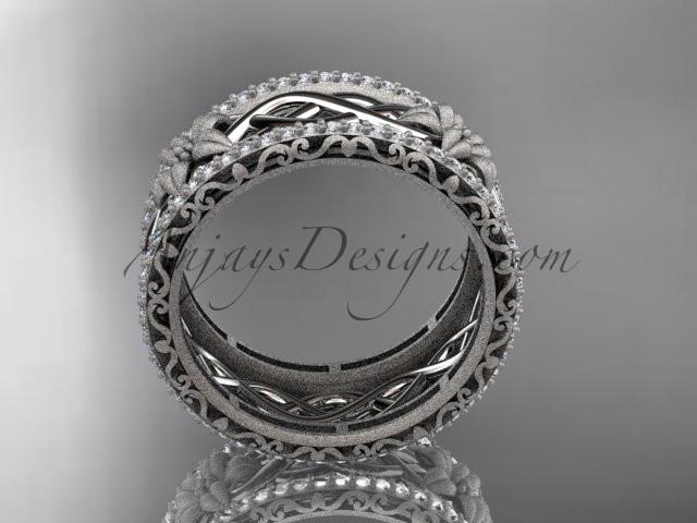 Platinum diamond flower wedding ring, engagement ring ADLR260 - AnjaysDesigns