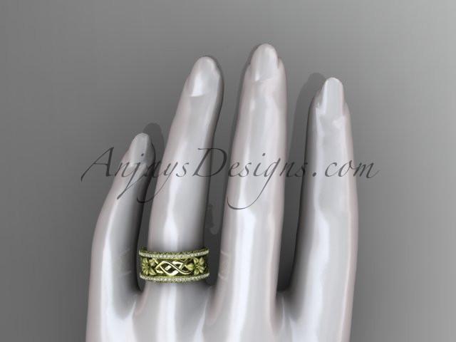 14k yellow gold diamond flower wedding ring, engagement ring ADLR260 - AnjaysDesigns