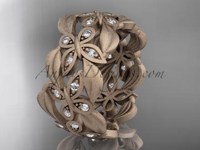 14kt rose gold diamond butterfly, leaf and vine wedding ring, engagement ring ADLR262 - AnjaysDesigns