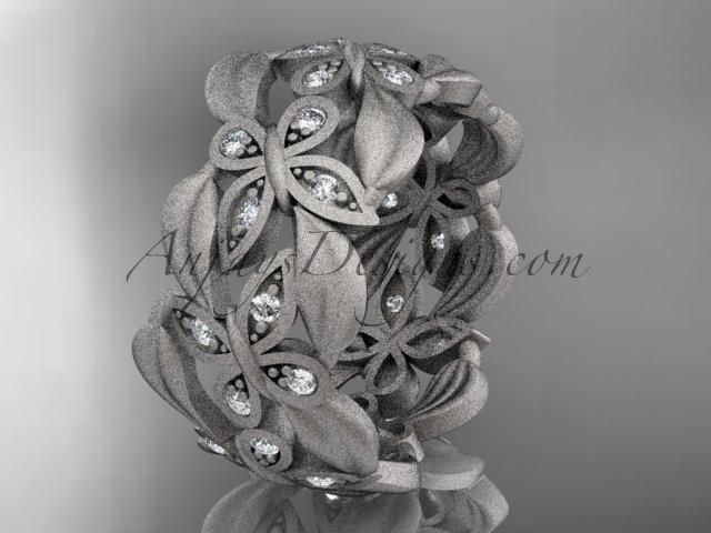 Platinum diamond butterfly, leaf and vine wedding ring, engagement ring ADLR262 - AnjaysDesigns