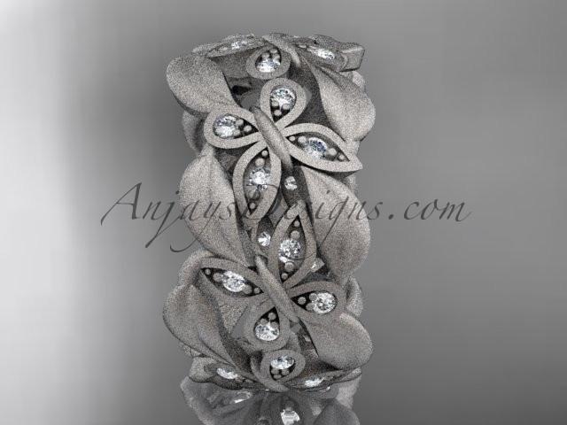 Platinum diamond butterfly, leaf and vine wedding ring, engagement ring ADLR262 - AnjaysDesigns