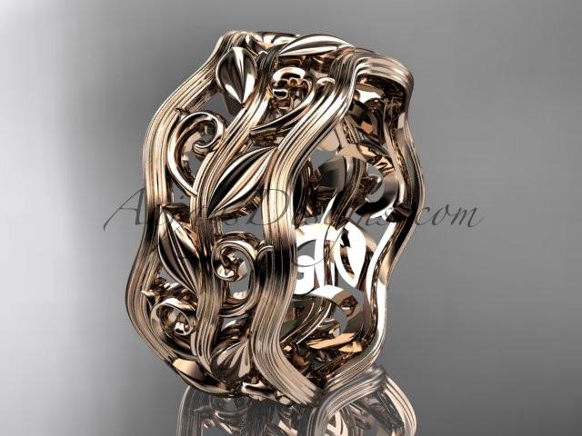 14kt rose gold leaf and vine wedding ring, engagement ring, wedding band ADLR263 - AnjaysDesigns