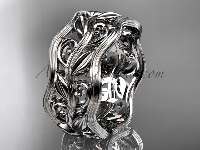 14kt white gold leaf and vine wedding ring, engagement ring, wedding band ADLR263 - AnjaysDesigns