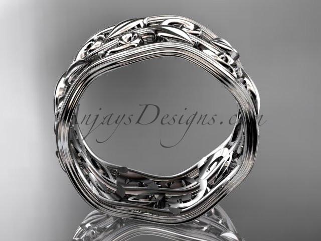 14kt white gold leaf and vine wedding ring, engagement ring, wedding band ADLR263 - AnjaysDesigns