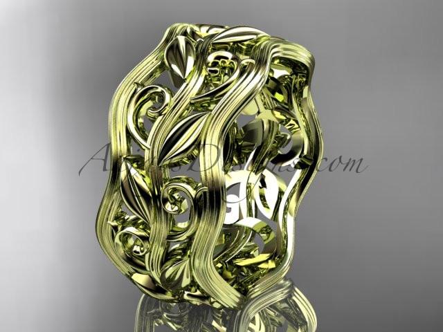 14kt yellow gold leaf and vine wedding ring, engagement ring, wedding band ADLR263 - AnjaysDesigns