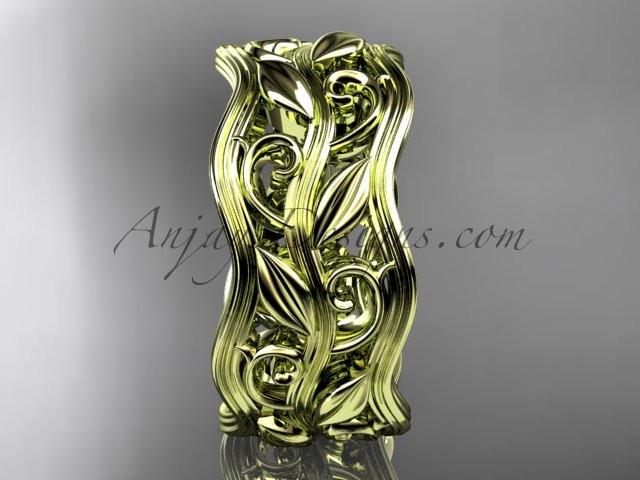 14kt yellow gold leaf and vine wedding ring, engagement ring, wedding band ADLR263 - AnjaysDesigns