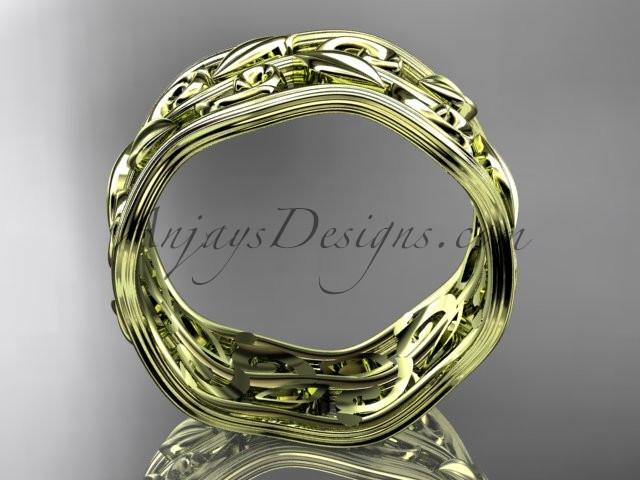 14kt yellow gold leaf and vine wedding ring, engagement ring, wedding band ADLR263 - AnjaysDesigns