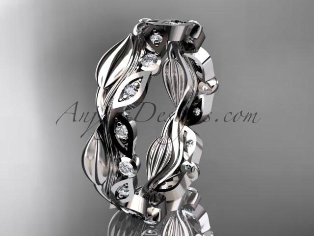 Platinum diamond leaf and vine wedding ring, engagement ring, wedding band ADLR268 - AnjaysDesigns