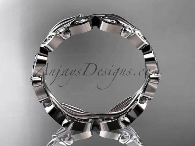 Platinum diamond leaf and vine wedding ring, engagement ring, wedding band ADLR268 - AnjaysDesigns