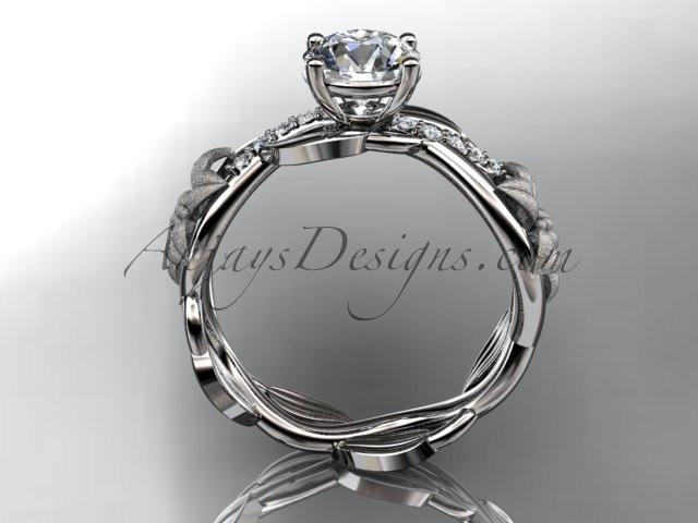 Unique platinum diamond floral leaf and vine wedding ring, engagement ring ADLR270 - AnjaysDesigns