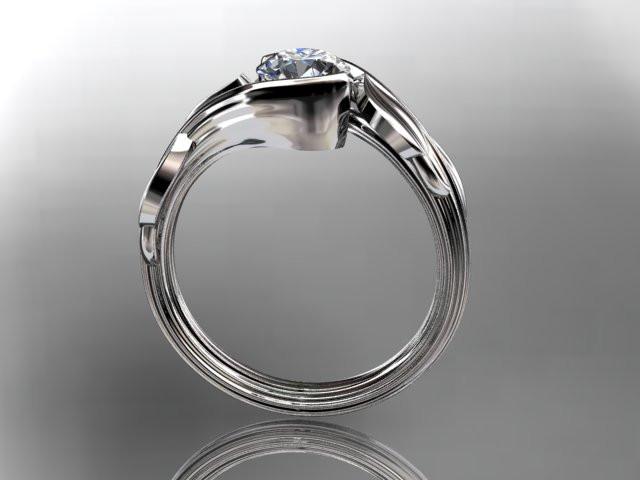 14kt white gold leaf and vine wedding ring, engagement ring ADLR273 - AnjaysDesigns